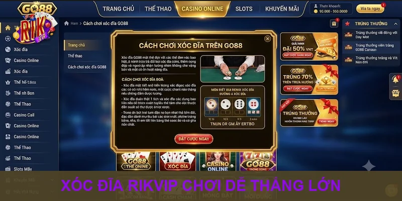 Xóc đĩa Rikvip chơi dễ thắng lớn